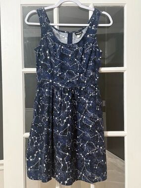 Retrolicious Navy Constellation Print Dress - Sleeveless Skater Style